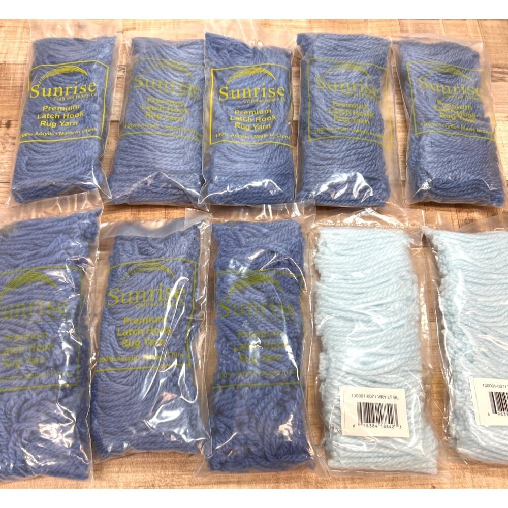 Sunrise Craft & Hobby Co. Premium Latch Hook Rug Yarn Cornflower & Very Light Bl